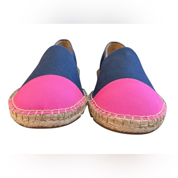 J. Crew NWOT Navy Blue and Pink Espadrille Flats Women’s Size 10 - Picture 4 of 8
